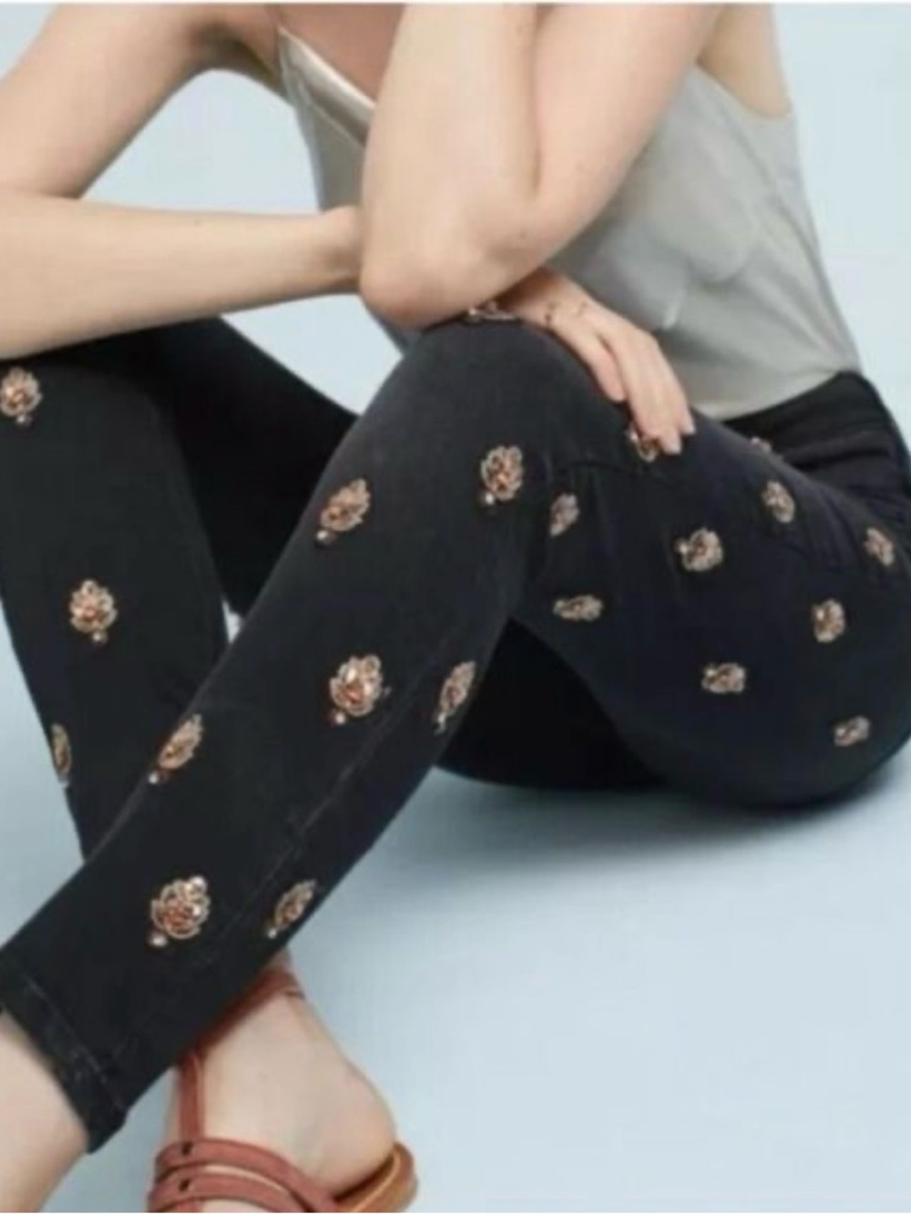 Pilcro and the Letterpress Embellished Skinny Jeans Sequin Beaded Anthropologie